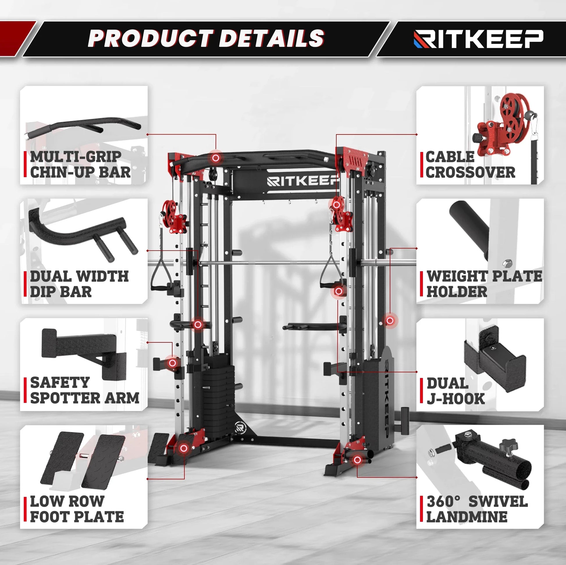 PMAX 5600 Home Gym Smith Machine - Integrated Weight System
