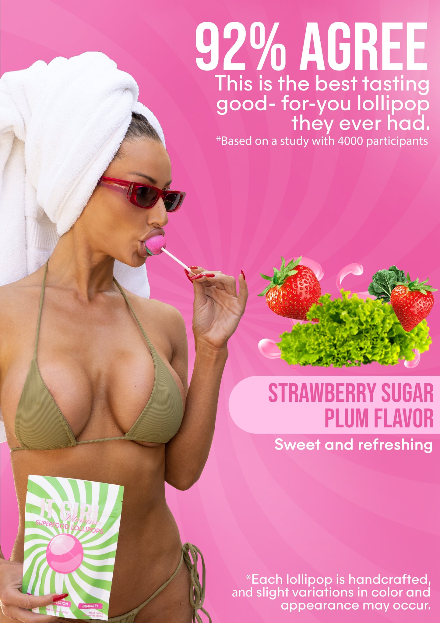 It Girl Superfood Greens Lollipops - Vegan Candy with Supergreens, Vitamins & Antioxidants