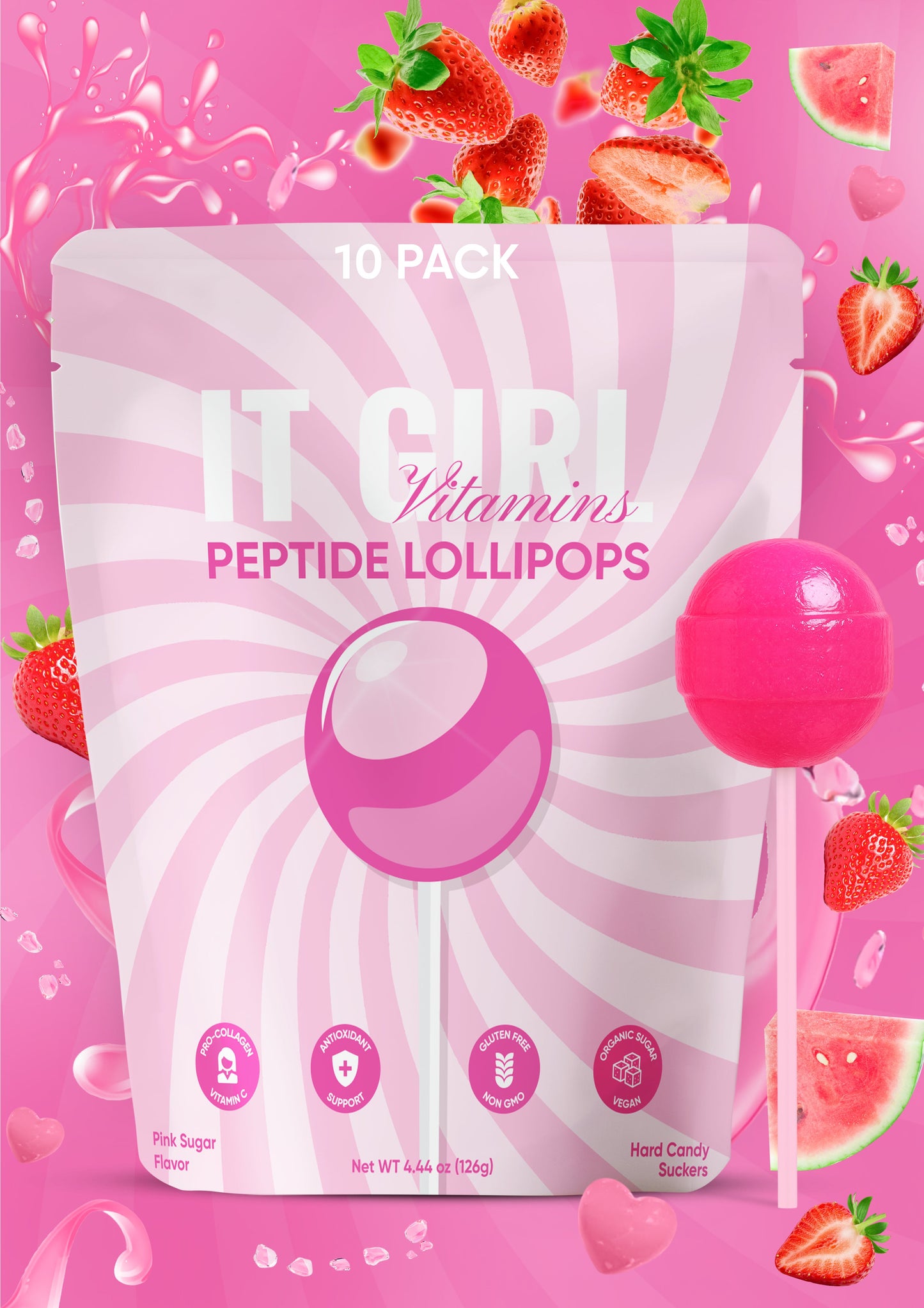 It Girl Beauty Lollipops - Collagen Peptides & Vitamin C Healthy Candy for Skin, Hair, Nails