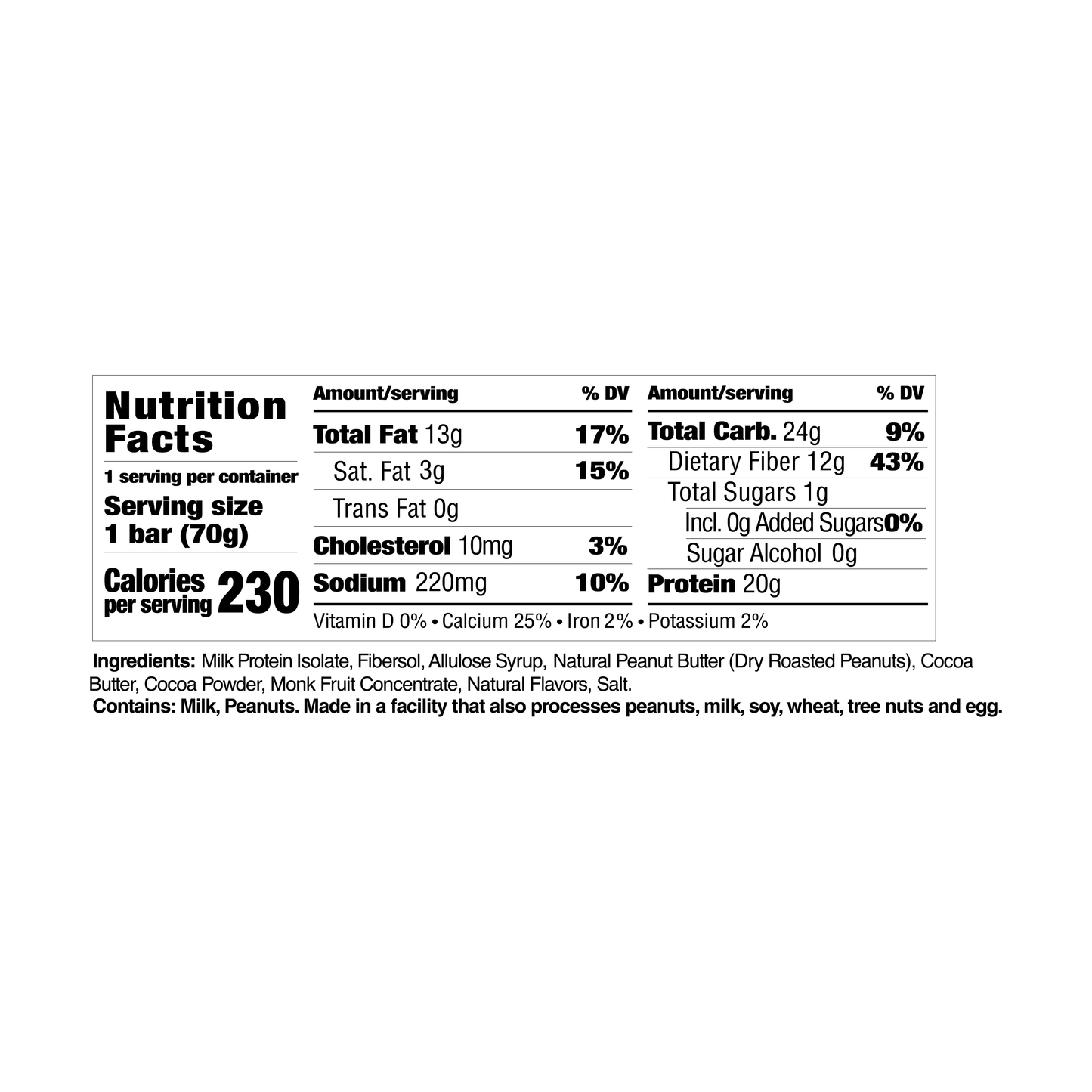 CleanForm Nutrition Nulla Protein Bar - 2 Flavors - Box of 12